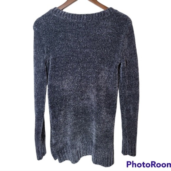 Orvis Chenille Tunic V-Neck Sweater Marled Navy Blue Womens Size XS - Picture 4 of 12